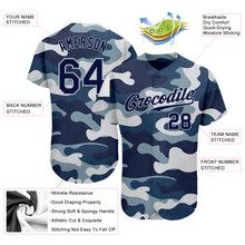 Load image into Gallery viewer, Custom Camo Navy-Gray Authentic Salute To Service Baseball Jersey