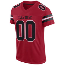 Load image into Gallery viewer, Custom Cardinal Black-White Mesh Authentic Football Jersey