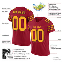 Load image into Gallery viewer, Custom Cardinal Gold-Black Mesh Authentic Football Jersey
