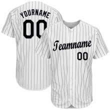 Load image into Gallery viewer, Custom White Black Pinstripe Black-Gray Baseball Jersey