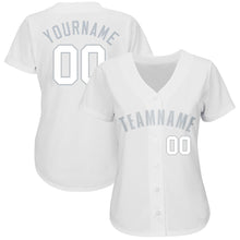 Load image into Gallery viewer, Custom White Gray Baseball Jersey
