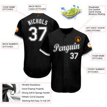 Load image into Gallery viewer, Custom Black White-Gray Baseball Jersey