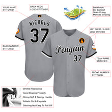 Load image into Gallery viewer, Custom Gray Black-White Baseball Jersey
