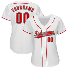 Load image into Gallery viewer, Custom White Red-Black Baseball Jersey