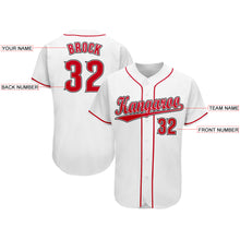 Load image into Gallery viewer, Custom White Red-Black Baseball Jersey