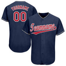 Load image into Gallery viewer, Custom Navy Red-White Baseball Jersey