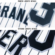 Load image into Gallery viewer, Custom White Purple Pinstripe Black-Gray Baseball Jersey