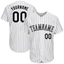 Load image into Gallery viewer, Custom White Purple Pinstripe Black-Gray Baseball Jersey