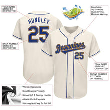 Load image into Gallery viewer, Custom Cream Royal-Gold Authentic Baseball Jersey