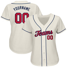 Load image into Gallery viewer, Custom Cream Red-Navy Authentic Baseball Jersey