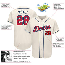 Load image into Gallery viewer, Custom Cream Red-Navy Authentic Baseball Jersey