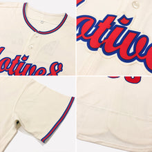 Load image into Gallery viewer, Custom Cream Red-Navy Authentic Baseball Jersey