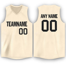Load image into Gallery viewer, Custom Cream Black V-Neck Basketball Jersey - Fcustom