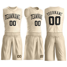 Load image into Gallery viewer, Custom Cream Black Round Neck Suit Basketball Jersey - Fcustom