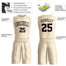 Load image into Gallery viewer, Custom Cream Black Round Neck Suit Basketball Jersey - Fcustom