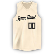 Load image into Gallery viewer, Custom Cream Black V-Neck Basketball Jersey - Fcustom