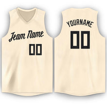 Load image into Gallery viewer, Custom Cream Black V-Neck Basketball Jersey - Fcustom