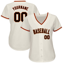 Load image into Gallery viewer, Custom Cream Black Orange-Old Gold Authentic Baseball Jersey