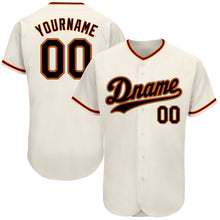 Load image into Gallery viewer, Custom Cream Black Orange-Old Gold Authentic Baseball Jersey