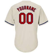 Load image into Gallery viewer, Custom Cream Red-Navy Authentic Throwback Rib-Knit Baseball Jersey Shirt