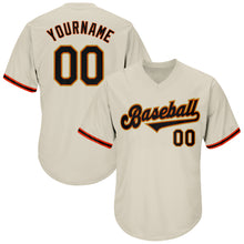 Load image into Gallery viewer, Custom Cream Black-Orange Authentic Throwback Rib-Knit Baseball Jersey Shirt