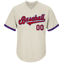 Load image into Gallery viewer, Custom Cream Red-Royal Authentic Throwback Rib-Knit Baseball Jersey Shirt