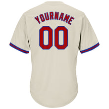 Load image into Gallery viewer, Custom Cream Red-Royal Authentic Throwback Rib-Knit Baseball Jersey Shirt
