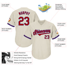 Load image into Gallery viewer, Custom Cream Red-Royal Authentic Throwback Rib-Knit Baseball Jersey Shirt