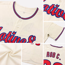 Load image into Gallery viewer, Custom Cream Red-Navy Authentic Baseball Jersey