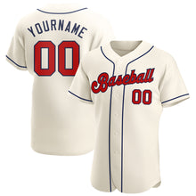 Load image into Gallery viewer, Custom Cream Red-Navy Authentic Baseball Jersey