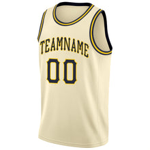 Load image into Gallery viewer, Custom Cream Navy-Gold Round Neck Rib-Knit Basketball Jersey