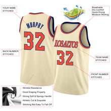 Load image into Gallery viewer, Custom Cream Orange-Royal Round Neck Rib-Knit Basketball Jersey