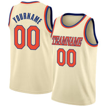 Load image into Gallery viewer, Custom Cream Orange-Royal Round Neck Rib-Knit Basketball Jersey