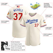 Load image into Gallery viewer, Custom Cream Red-Royal Authentic American Flag Fashion Baseball Jersey