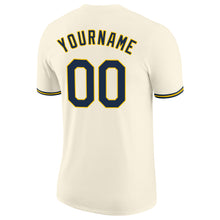 Load image into Gallery viewer, Custom Cream Navy-Gold Performance T-Shirt