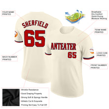 Load image into Gallery viewer, Custom Cream Red-Navy Performance T-Shirt