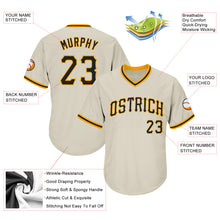 Load image into Gallery viewer, Custom Cream Black-Gold Authentic Throwback Rib-Knit Baseball Jersey Shirt