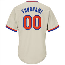 Load image into Gallery viewer, Custom Cream Orange-Royal Authentic Throwback Rib-Knit Baseball Jersey Shirt