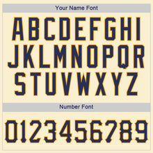 Load image into Gallery viewer, Custom Cream Navy-Gold Authentic Throwback Rib-Knit Baseball Jersey Shirt