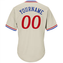 Load image into Gallery viewer, Custom Cream Red-Royal Authentic Throwback Rib-Knit Baseball Jersey Shirt