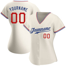 Load image into Gallery viewer, Custom Cream Red-Royal Authentic Baseball Jersey