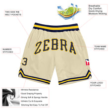 Load image into Gallery viewer, Custom Cream Navy-Gold Authentic Throwback Basketball Shorts