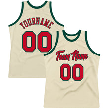 Load image into Gallery viewer, Custom Cream Red-Hunter Green Authentic Throwback Basketball Jersey
