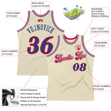 Load image into Gallery viewer, Custom Cream Royal-Red Authentic Throwback Basketball Jersey