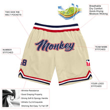 Load image into Gallery viewer, Custom Cream Navy-Red Authentic Throwback Basketball Shorts