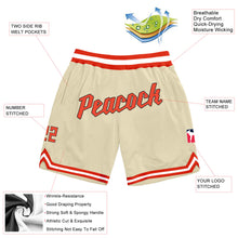 Load image into Gallery viewer, Custom Cream Orange-White Authentic Throwback Basketball Shorts