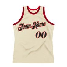 Load image into Gallery viewer, Custom Cream Black-Red Authentic Throwback Basketball Jersey
