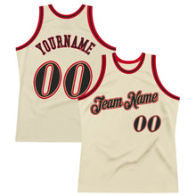 Load image into Gallery viewer, Custom Cream Black-Red Authentic Throwback Basketball Jersey