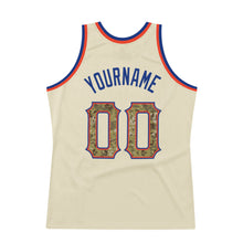 Load image into Gallery viewer, Custom Cream Camo-Royal Authentic Throwback Basketball Jersey