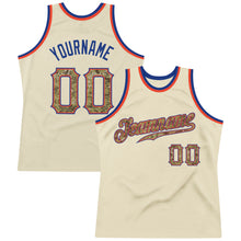 Load image into Gallery viewer, Custom Cream Camo-Royal Authentic Throwback Basketball Jersey